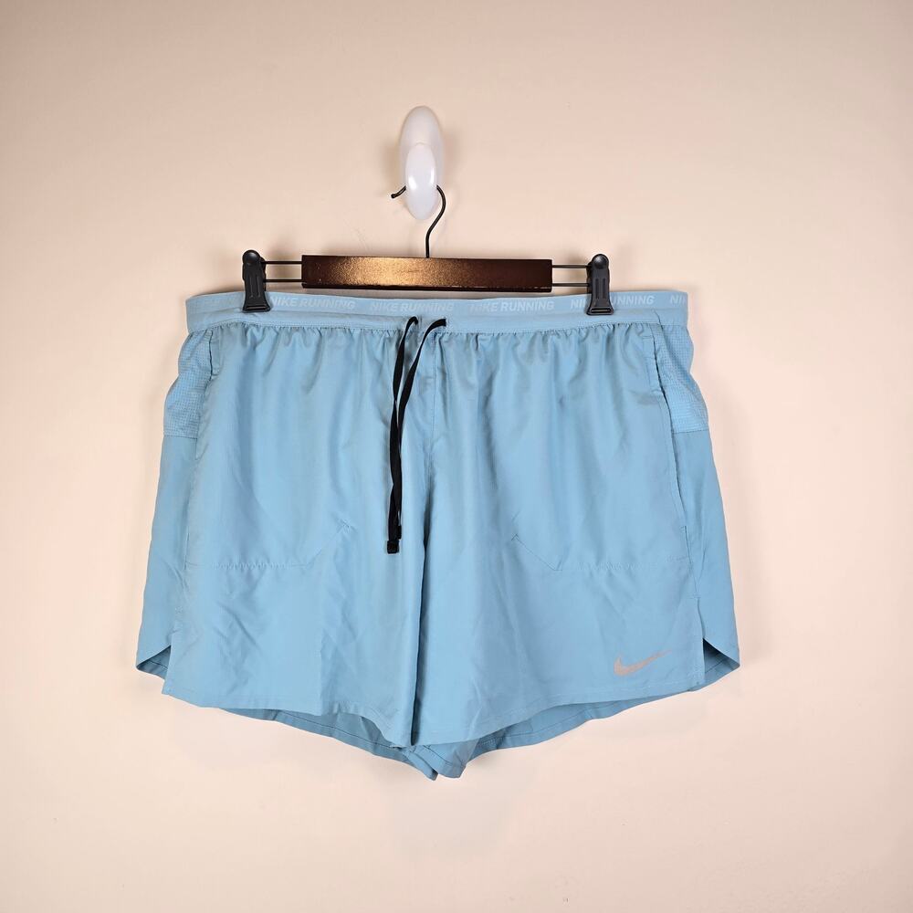 Nike Stride Mens Sz XXL Dri-FIT 5" 2-in-1 Running Shorts Denim Turquoise FN2992